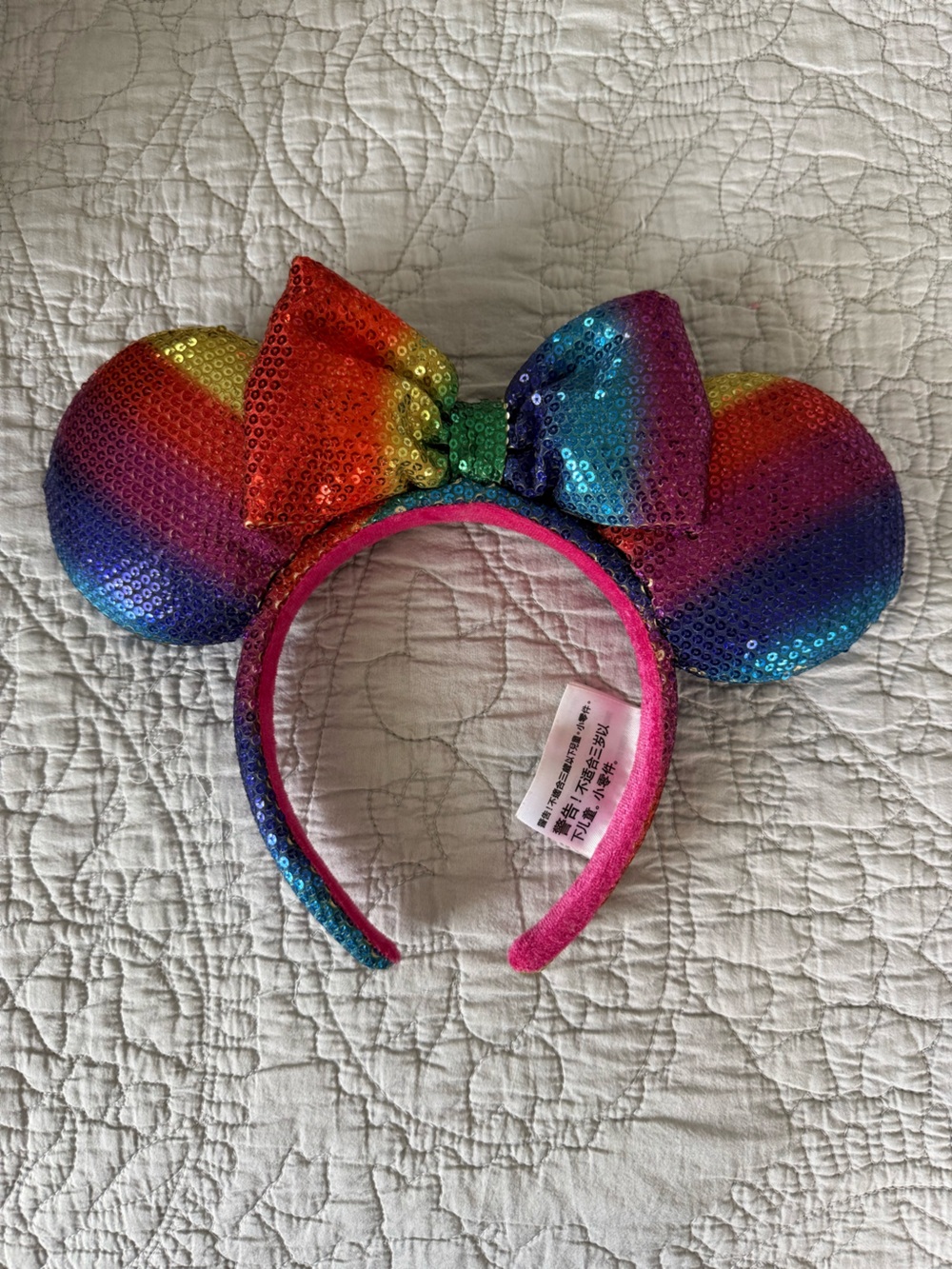 EUC Disney Parks Rainbow Sequin Minnie Ears Headband - Multicolor